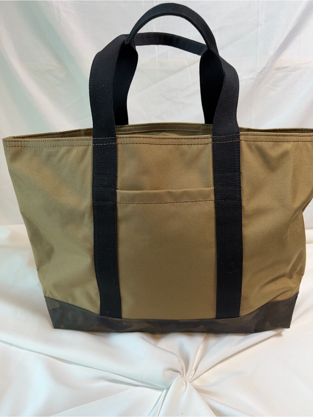 Classic Olive Canvas Tote with Black Handles